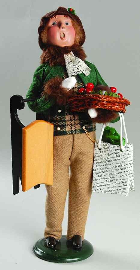 Traditional Assorted Carolers Man With Sled And Plum Pudding - No Box by Byers' Choice Ltd-1