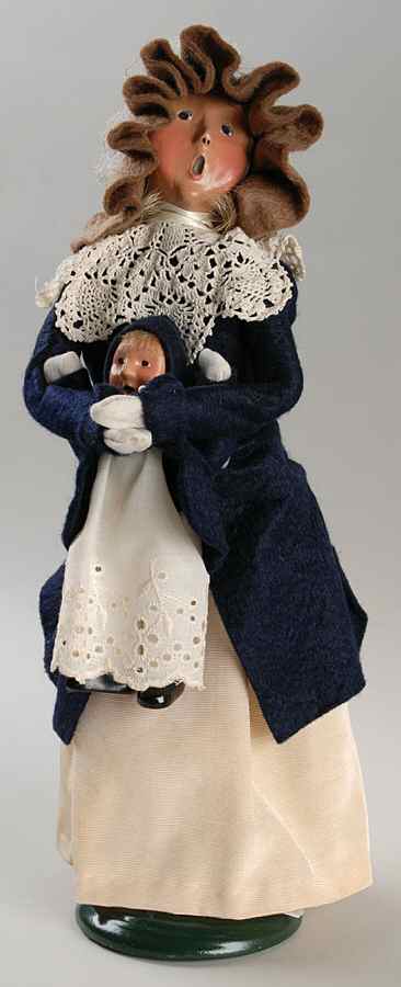 Traditional Assorted Carolers Woman With Toddler - Blue Coat Lace - No Box by Byers' Choice Ltd-1