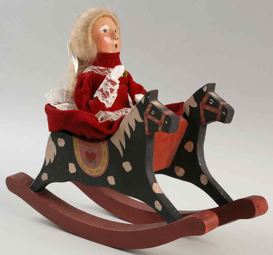 Specialty Carolers Girl On Rocking Horse - No Box by Byers' Choice Ltd-1