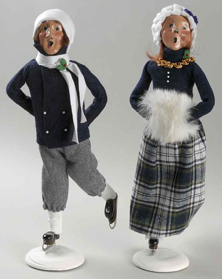Winter Outdoor Activities Skater Couple-Blue - No Box by Byers' Choice Ltd-1