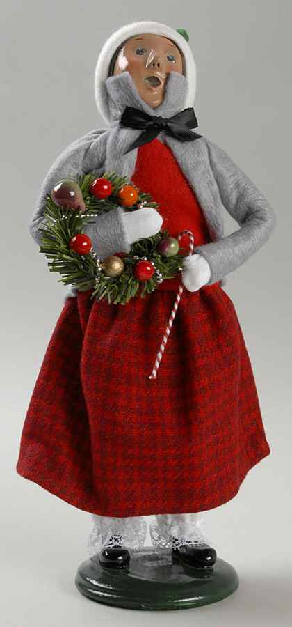 Traditional Assorted Carolers Teen Girl With Wreath And Candy Cane - No Box by Byers' Choice Ltd-1