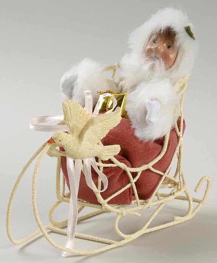 Winter Outdoor Activities Toddler In White Dove Sleigh - No Box by Byers' Choice Ltd-1