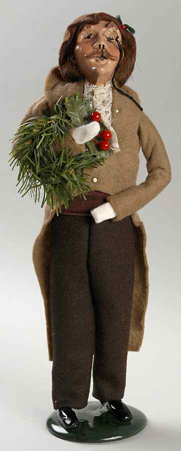 Victorian Assorted Carolers Mustache Man With Wreath-Brown - No Box by Byers' Choice Ltd-1