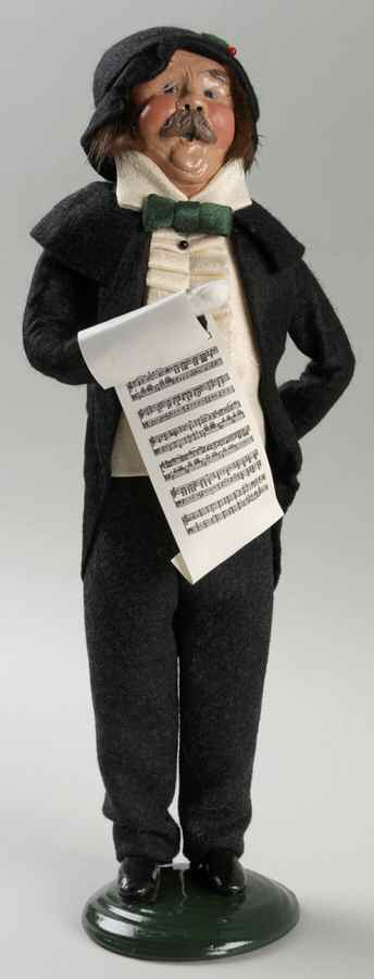 Victorian Assorted Carolers Mustache Man With Music-Black Green - No Box by Byers' Choice Ltd-1