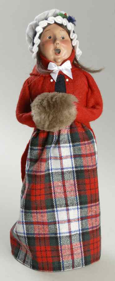 Traditional Assorted Carolers Woman With Muff-Red Coat - No Box by Byers' Choice Ltd-1