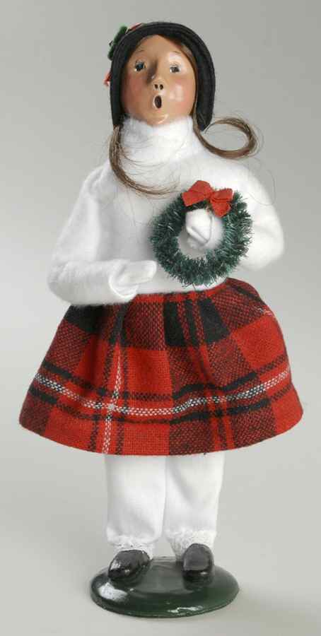 Traditional Assorted Carolers Girl With Wreath-White Top - No Box by Byers' Choice Ltd-1