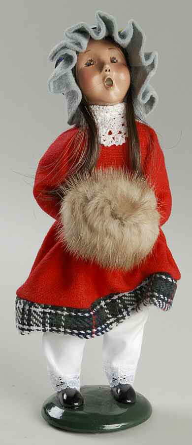 Traditional Assorted Carolers Girl With Muff-Red Dress Lace Collar - No Box by Byers' Choice Ltd-1