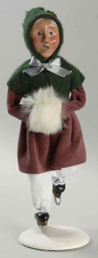 Winter Outdoor Activities Victorian Skater Girl-Green & Pink - No Box by Byers' Choice Ltd-1