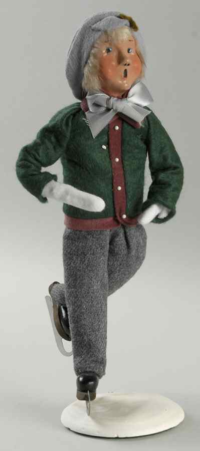 Winter Outdoor Activities Victorian Skater Boy-Green & Pink - No Box by Byers' Choice Ltd-1