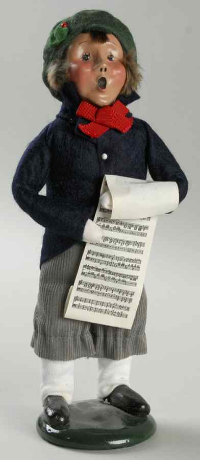 Victorian Assorted Carolers Boy With Music-Blue Coat Red Bow - No Box by Byers' Choice Ltd-1