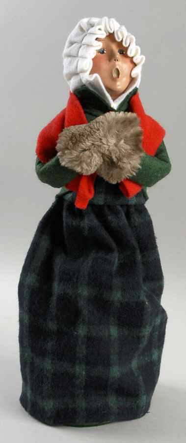 Traditional Assorted Carolers Woman With Muff-Green Coat - No Box by Byers' Choice Ltd-1