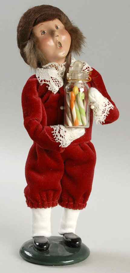 Traditional Assorted Carolers Boy With Candy Jar-Red Suit - No Box by Byers' Choice Ltd-1