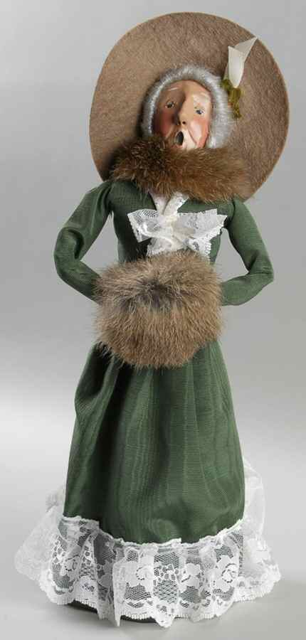 Victorian Assorted Carolers Grandmother With Muff-Green Dress Fur Tr - No Box by Byers' Choice Ltd-1