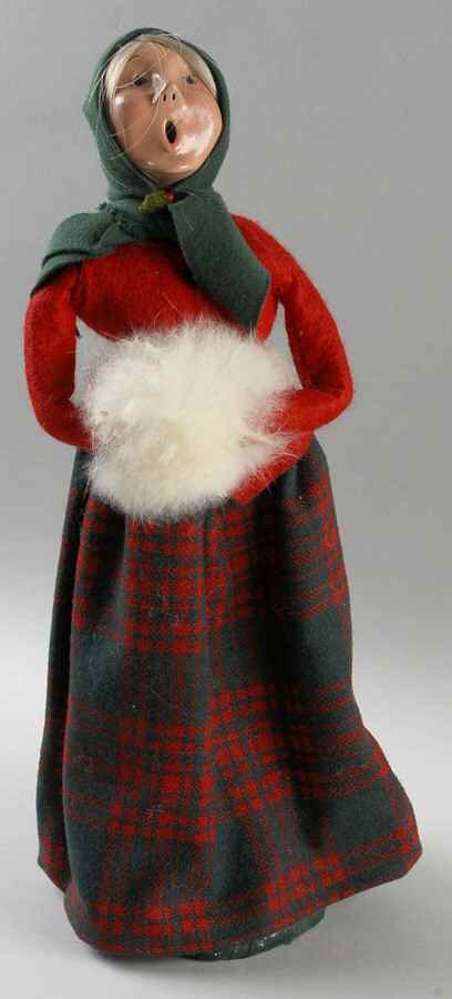 Traditional Assorted Carolers Woman With Muff-Red Coat Plaid Skirt - No Box by Byers' Choice Ltd-1