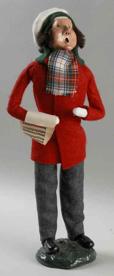 Traditional Assorted Carolers Man With Music-Red Coat Plaid Scarf - No Box by Byers' Choice Ltd-1