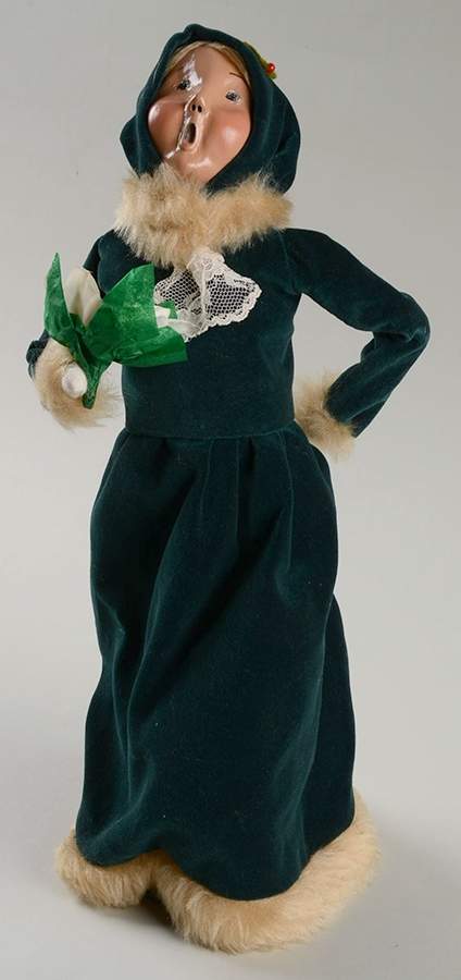 Traditional Assorted Carolers Victorian Woman In Green Dress Fur Trim - No Box Nb874 by Byers' Choice Ltd-1