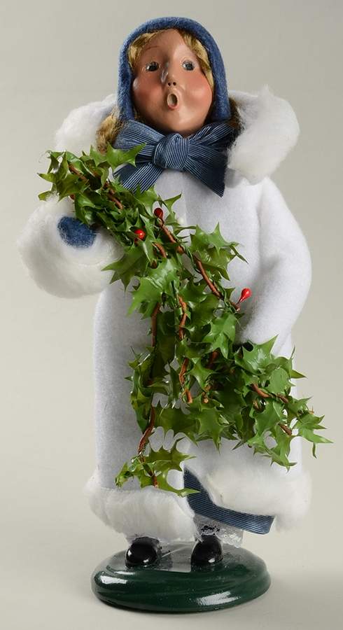 Traditional Assorted Carolers Girl With Holly Branch - No Box Nb626 by Byers' Choice Ltd-1