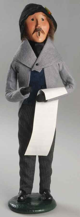 Traditional Assorted Carolers Mustache Man With Music-Grey - Nb639, No Box by Byers' Choice Ltd-1