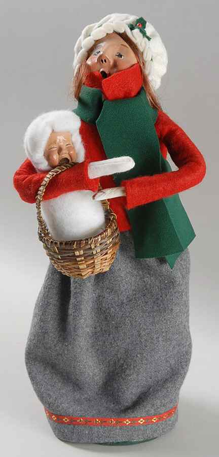 Traditional Assorted Carolers Woman With Baby In Basket-Red Coat - Nb 636, No Box by Byers' Choice Ltd-1