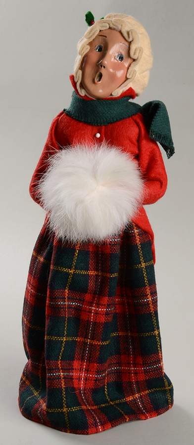 Traditional Assorted Carolers Woman With Muff-Red Top - No Box Nb873 by Byers' Choice Ltd-1