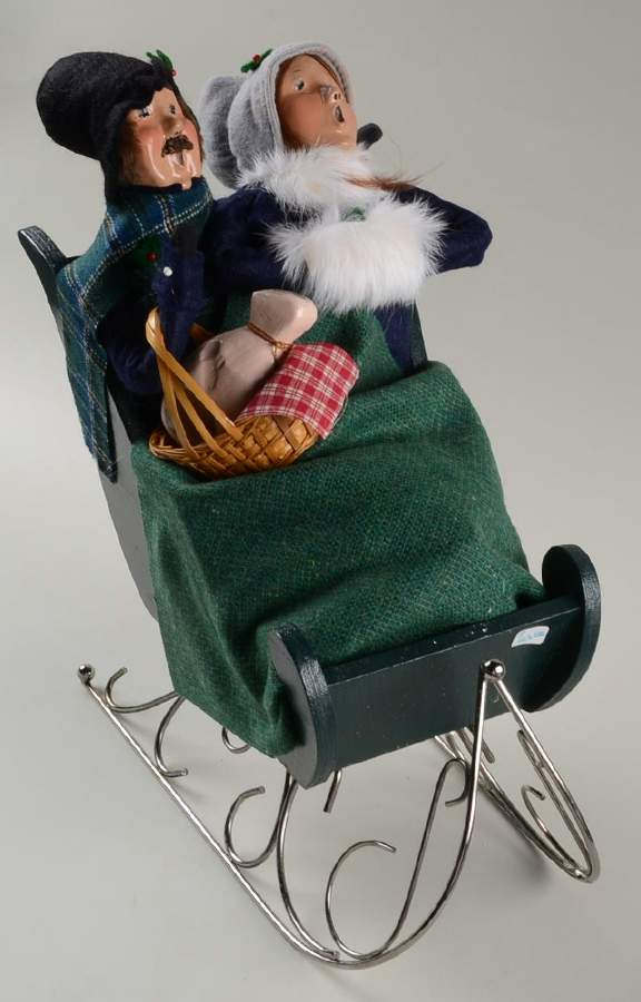 Traditional Assorted Carolers Couple In Sleigh - No Box Nb872 by Byers' Choice Ltd-1