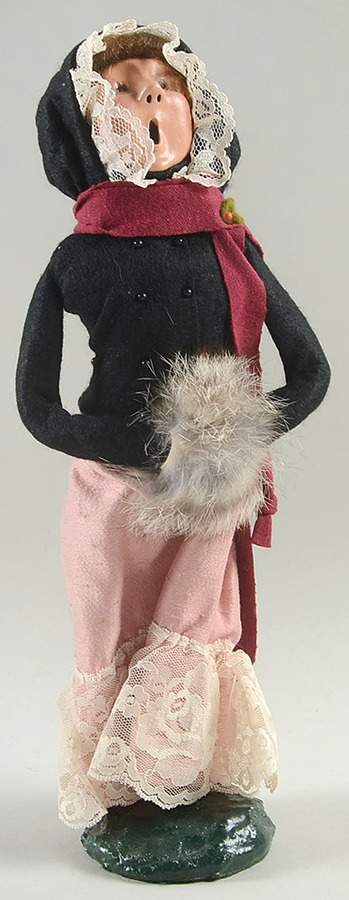 Victorian Assorted Carolers Woman With Muff-Black Pink - No Box by Byers' Choice Ltd-1