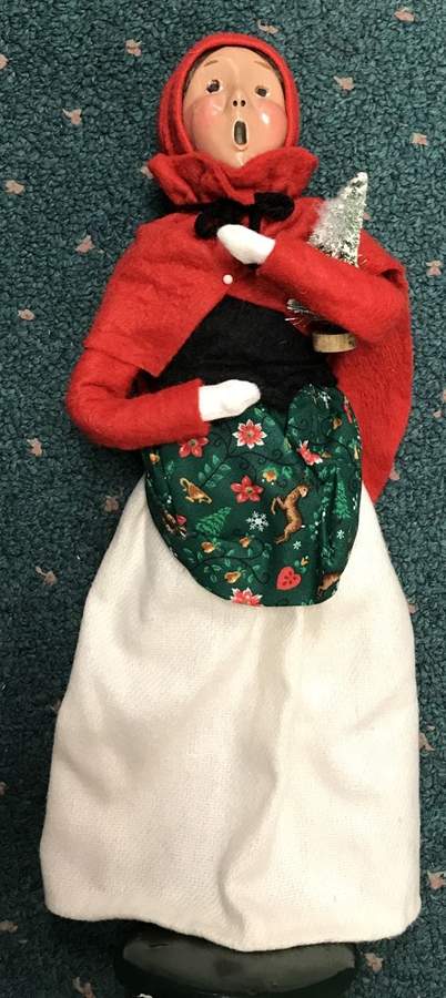 Traditional Assorted Carolers Woman W/ Tree-Red Cape Holiday Print - Nb1088, No Box by Byers' Choice Ltd-1