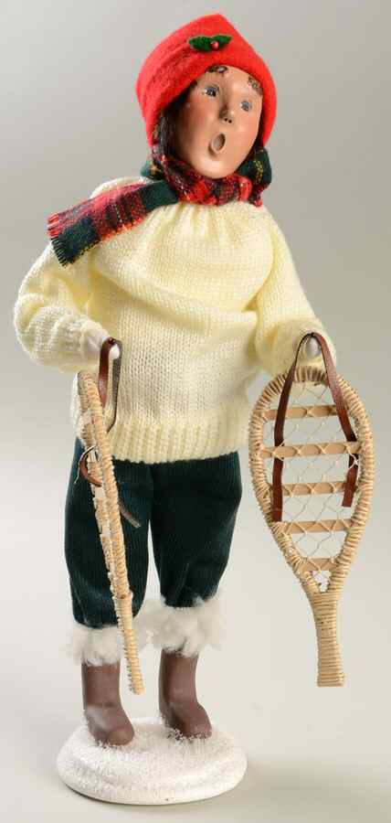 Winter Outdoor Activities Man With Snowshoes-White Sweater - No Box by Byers' Choice Ltd-1