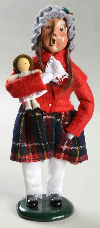 Traditional Assorted Carolers Girl With Doll-Red Coat Lace Cravat - Nb702, No Box by Byers' Choice Ltd-1