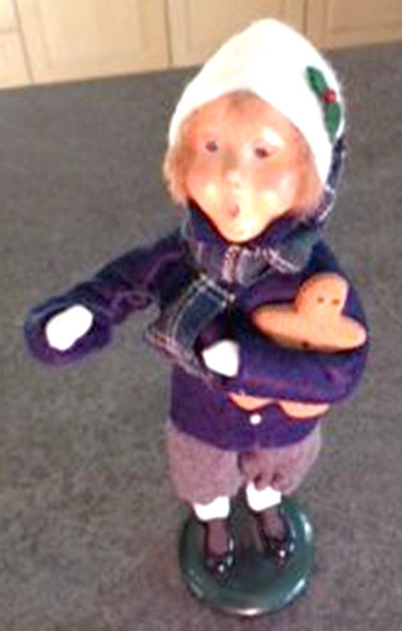Traditional Assorted Carolers Boy With Gingerbread-Blue Coat - Nb1105, No Box by Byers' Choice Ltd-1
