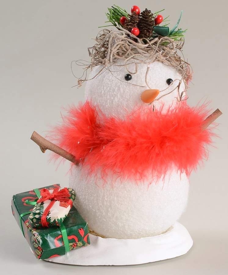 Snowmen Snowlady With Red Boa - No Box by Byers' Choice Ltd-1
