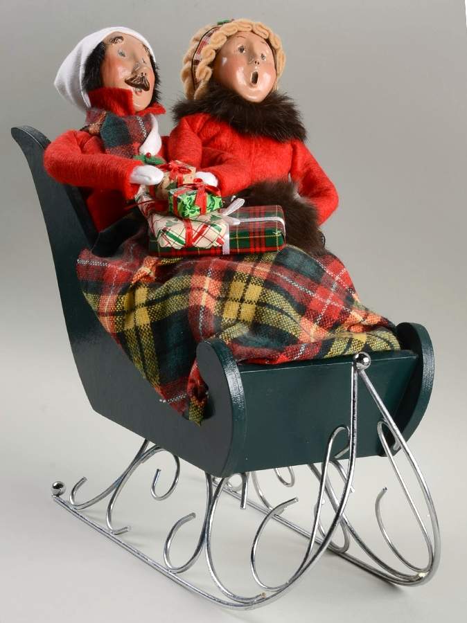 Traditional Assorted Carolers Couple In Sleigh - Nb780, No Box by Byers' Choice Ltd-1