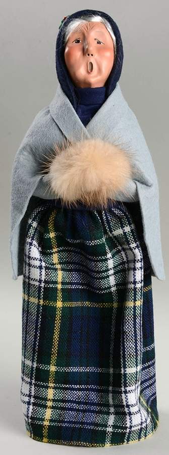 Traditional Assorted Carolers Grandmother With Muff-Grey Cape Blue Pla - Nb779, No Box by Byers' Choice Ltd-1