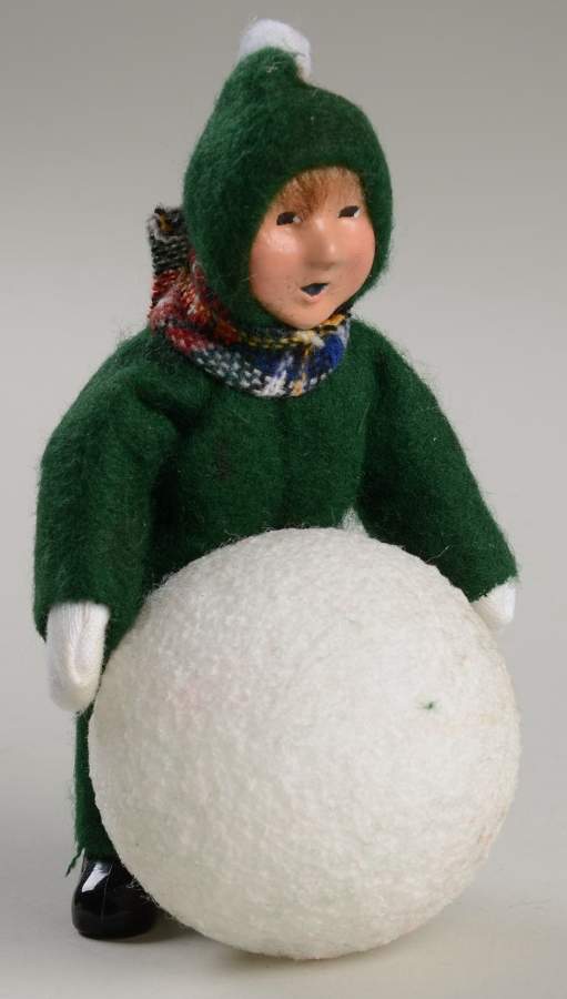 Winter Outdoor Activities Toddler With Snowball-Green Suit - No Box by Byers' Choice Ltd-1