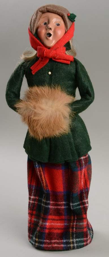 Traditional Assorted Carolers Woman With Muff-Green Coat - Nb785, No Box by Byers' Choice Ltd-1
