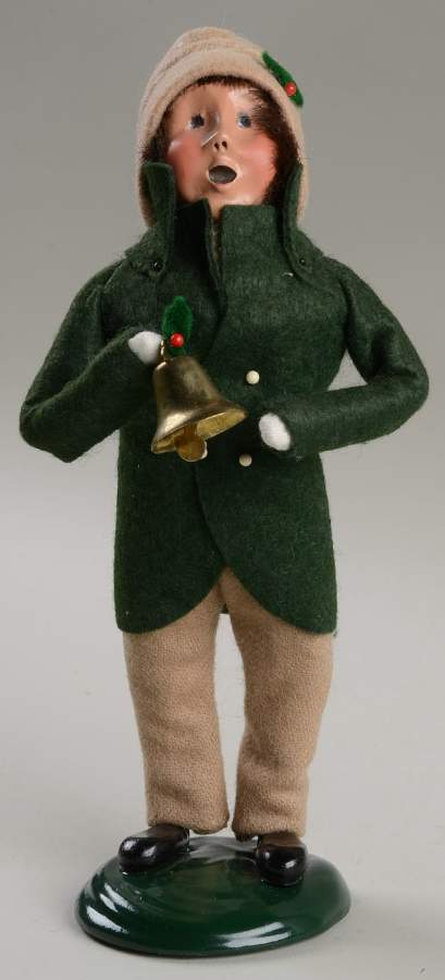 Traditional Assorted Carolers Boy With Bell-Green Coat - Nb783, No Box by Byers' Choice Ltd-1