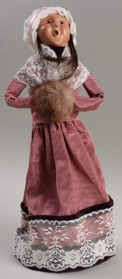 Traditional Assorted Carolers Victorian Woman With Muff-Pink Dress - Nb804, No Box by Byers' Choice Ltd-1
