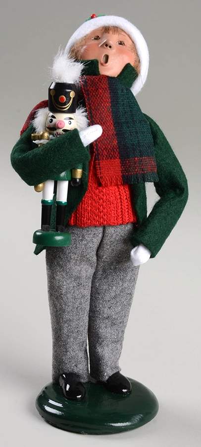 Traditional Assorted Carolers Boy With Nutcracker-Green Coat - Nb800, No Box by Byers' Choice Ltd-1