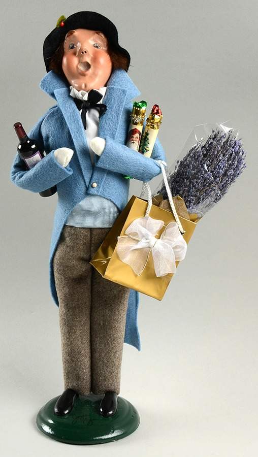 Traditional Assorted Carolers Victorian Shopper Man-Blue Coat - No Box Nb1155 by Byers' Choice Ltd-1