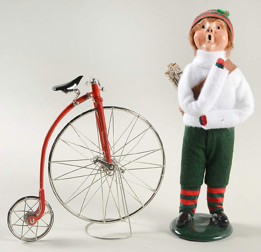 Street Vendors Newspaper Boy With Penny Farthing Bike - No Box by Byers' Choice Ltd-1