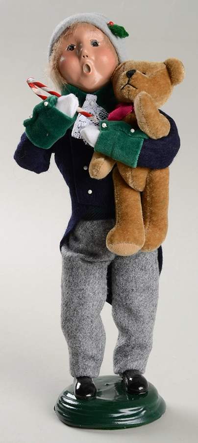 Traditional Assorted Carolers Boy With Teddy Bear - Blue - Nb860, No Box by Byers' Choice Ltd-1