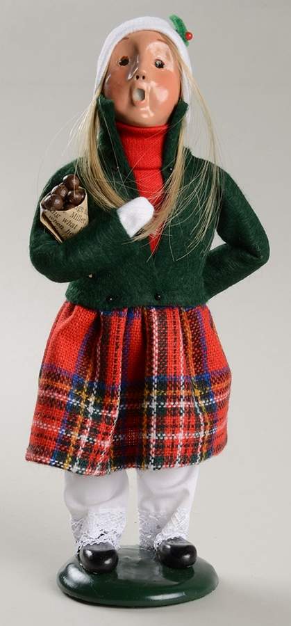 Traditional Assorted Carolers Girl With Chestnuts-Plaid Skirt - Nb844, No Box by Byers' Choice Ltd-1