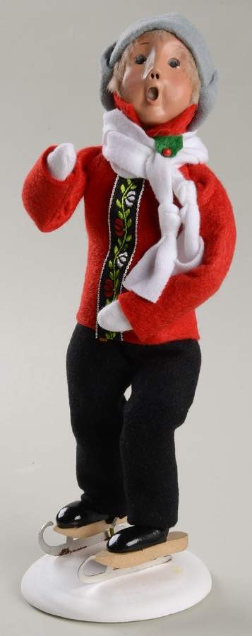 Traditional Assorted Carolers Boy Skating-Grey Cap - Nb716, No Box by Byers' Choice Ltd-1