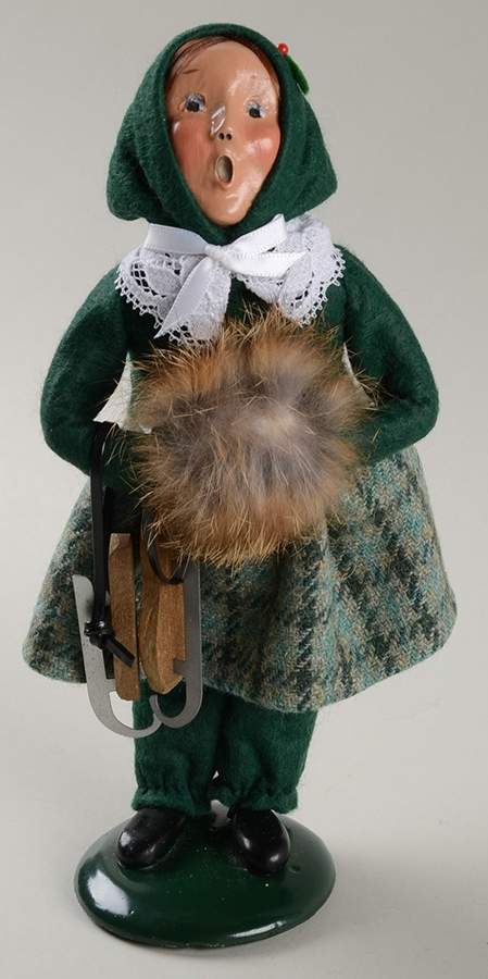 Traditional Assorted Carolers Girl With Wood Skates & Muff - No Box by Byers' Choice Ltd-1