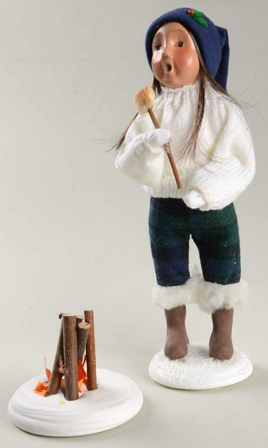 Winter Outdoor Activities Girl Roasting Marshmallow-White - No Box by Byers' Choice Ltd-1
