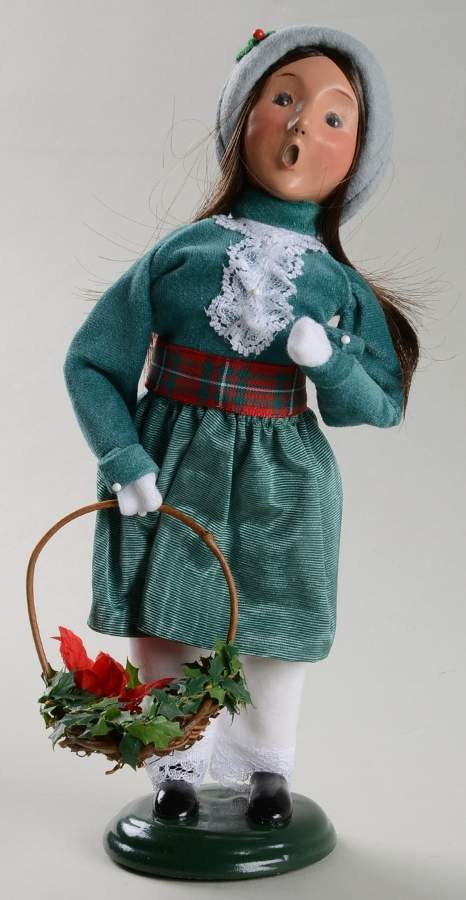 Traditional Assorted Carolers Victorian Girl W/ Poinsettias Green - No Box by Byers' Choice Ltd-1