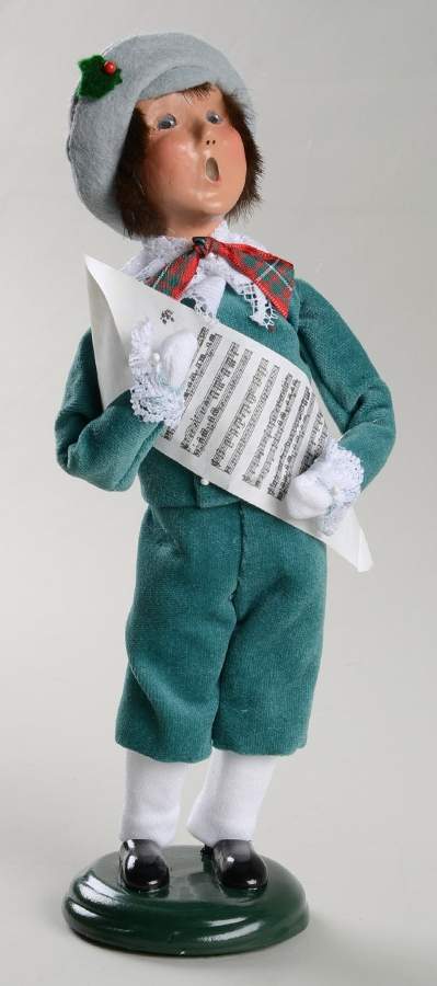 Victorian Assorted Carolers Boy With Music-Green Suit - No Box by Byers' Choice Ltd-1