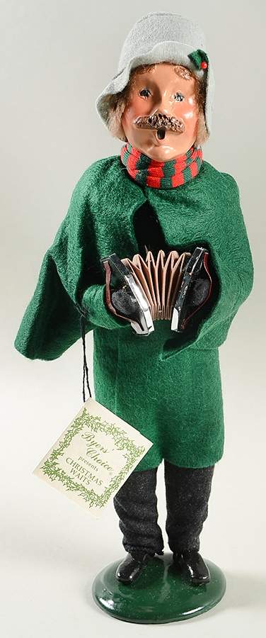 Christmas Waits Man With Accordion-Green Duster - No Box by Byers' Choice Ltd-1