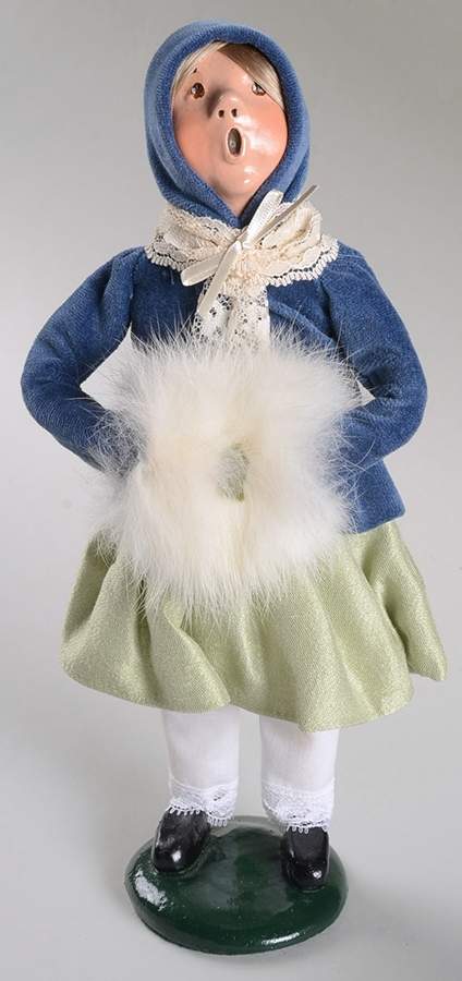 Victorian Assorted Carolers Girl With Muff-Blue / Mint Green - No Box by Byers' Choice Ltd-1