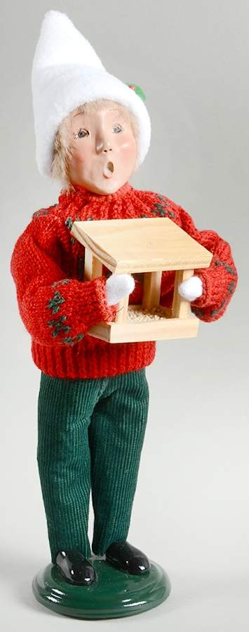 Traditional Assorted Carolers Boy With Bird Feeder - No Box by Byers' Choice Ltd-1